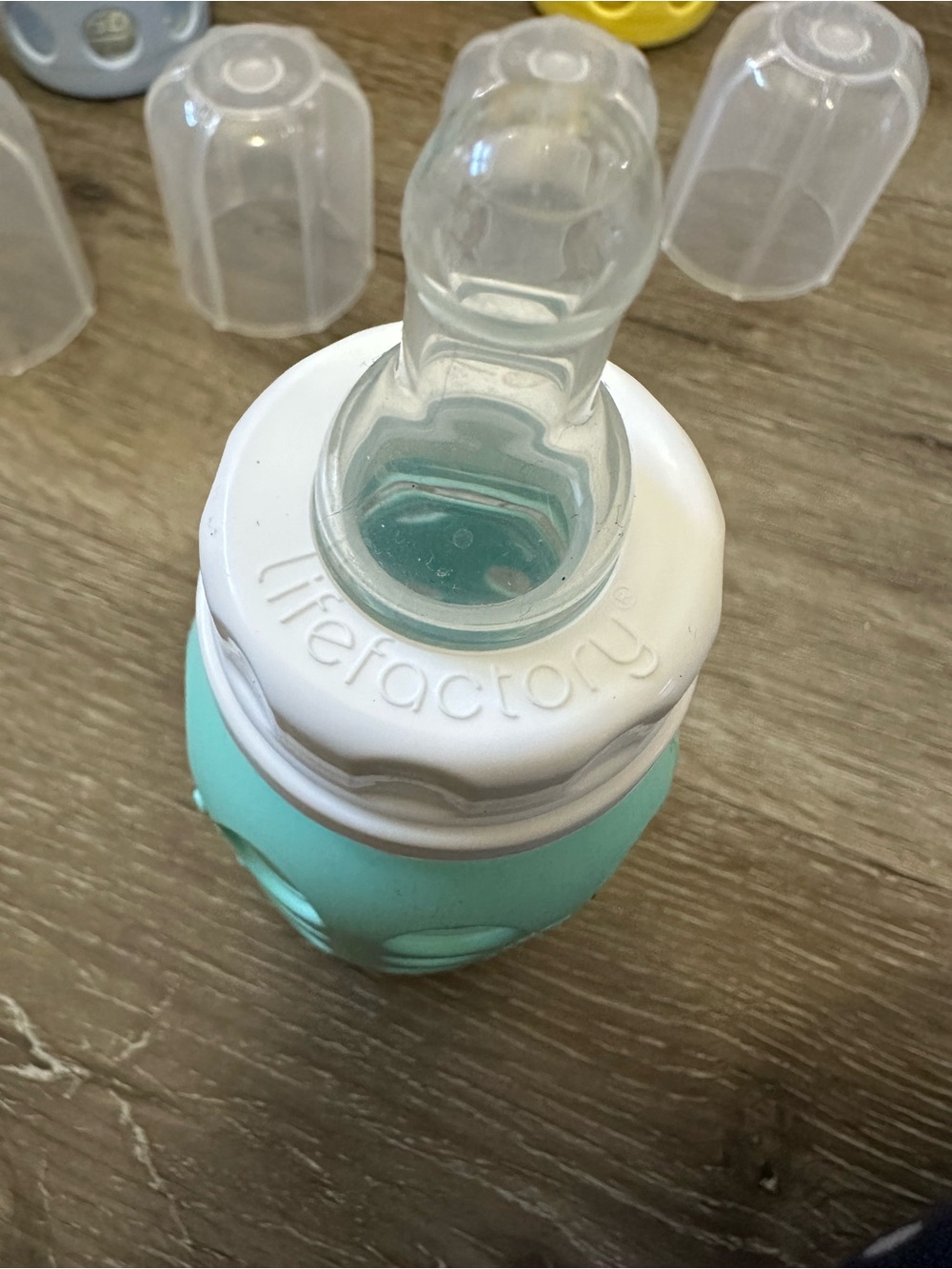 Silicone set Sleeve Glass Baby Bottle - Teal, Mint, Yellow, Gray, Blue - Picture 8 of 8